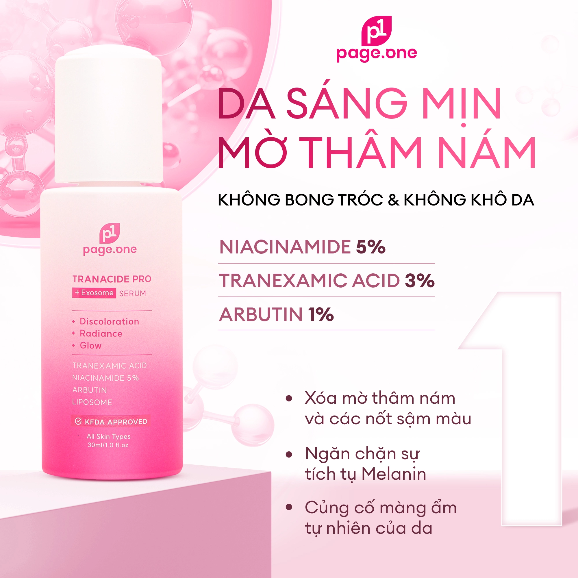 Serum dưỡng sáng và làm mờ thâm nám Page One Tranacide Pro + Exosome Serum - Ảnh 2